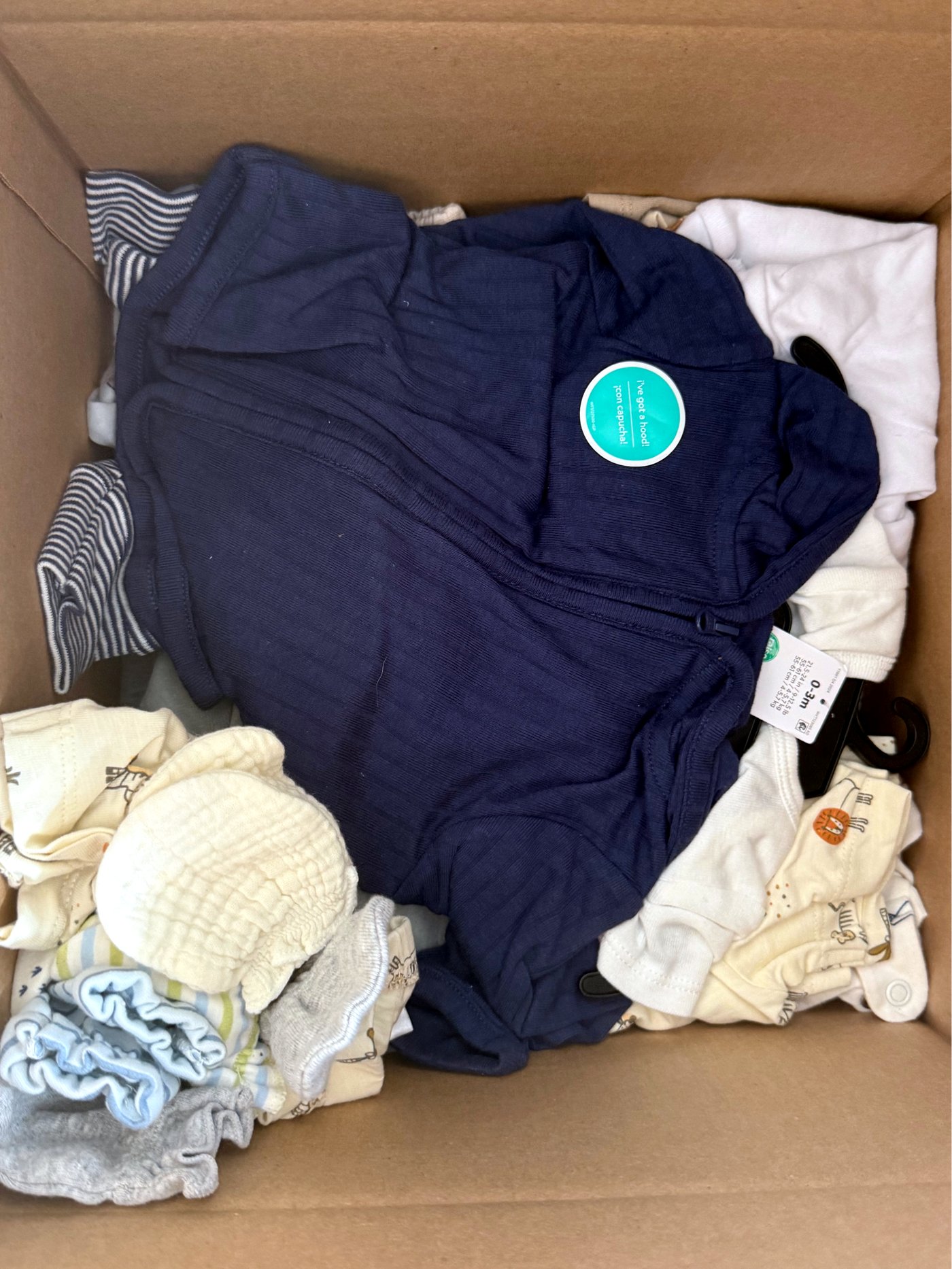 Newborn essentials packed for delivery